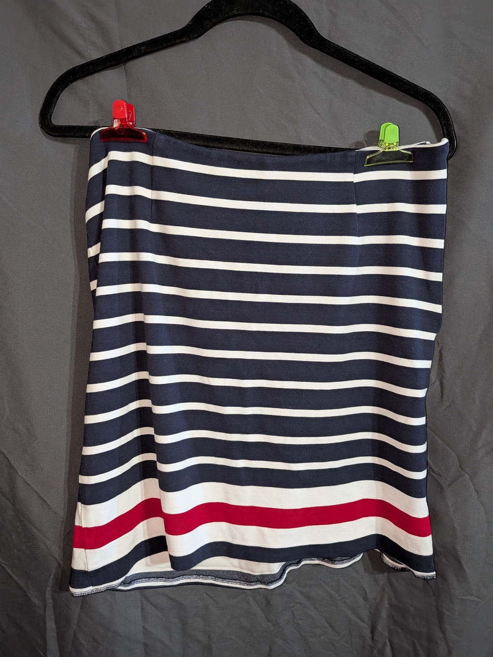 Striped Navy and White Skirt with Red Accent
